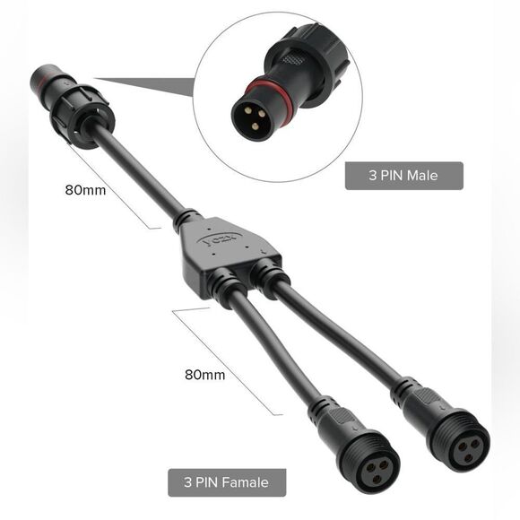 NWT BTF-LIGHTING 3 Core 3 Pin IP65‎ 0.75mm²/18AWG 22mm Waterproof Connector - Picture 3 of 10